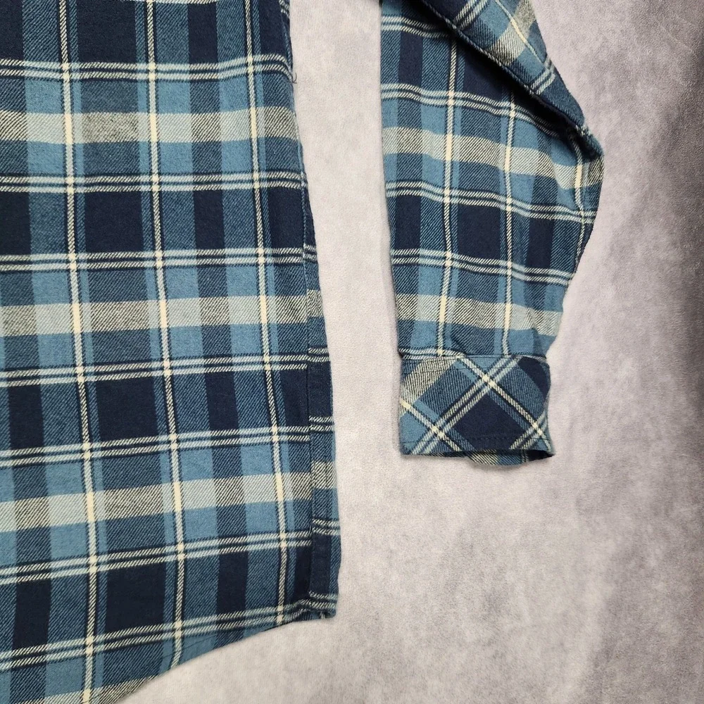 Hurley‎ Mens Blue Plaid Flannel Long Sleeve Button Down Shirt size Large